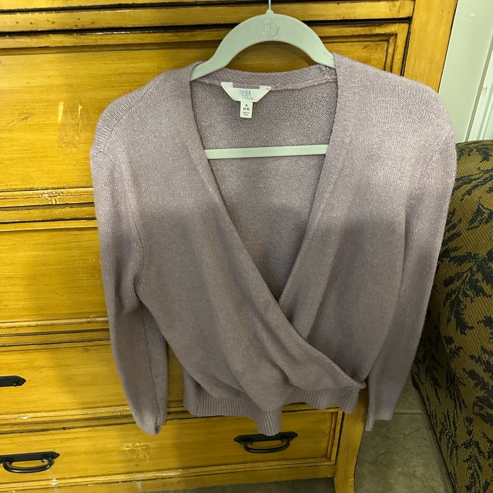 True Time Elegant Lilac Wrap Cardigan